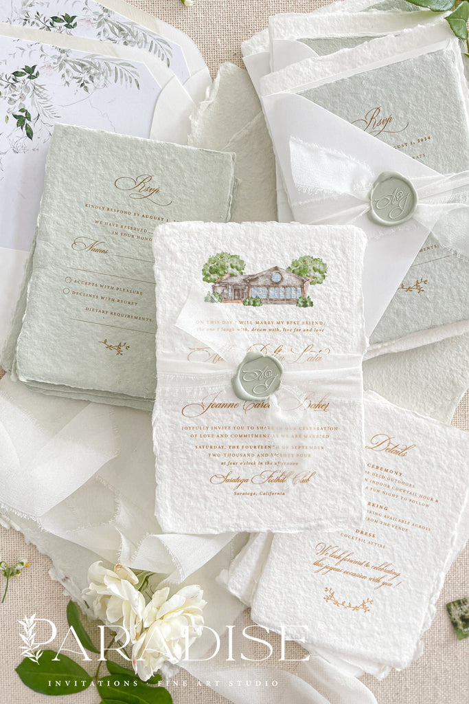 Jessabell Colored Handmade Paper Wedding Invitation Sets