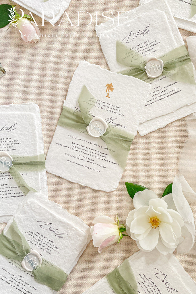 Eliette Handmade Paper Wedding Invitation Suite