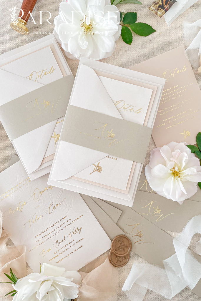 Addison Real Gold Foil Wedding Invitation Sets