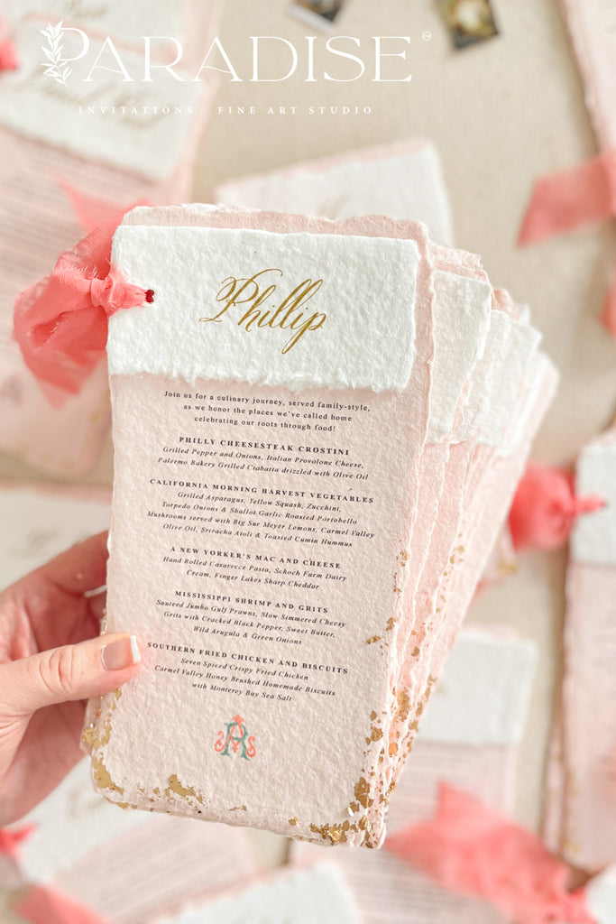 Rosalinda Handmade Paper Wedding Menus