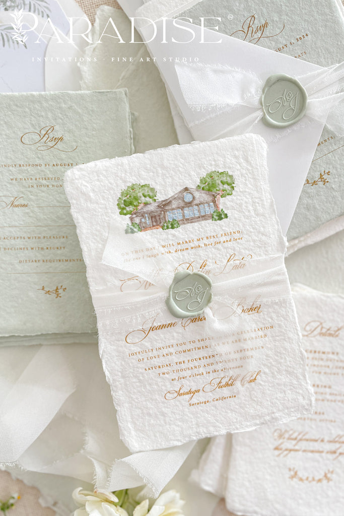 Jessabell Colored Handmade Paper Wedding Invitation Sets