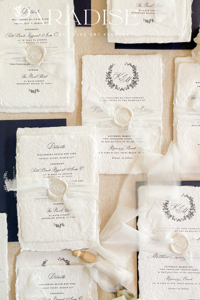 Carla Handmade Paper Wedding Invitation Sets