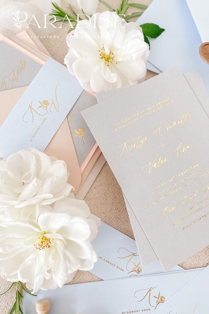 Skylar Gold Foil Wedding Invitation Sets