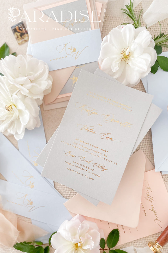 Skylar Gold Foil Wedding Invitation Sets