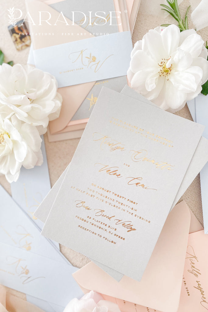 Skylar Gold Foil Wedding Invitation Sets