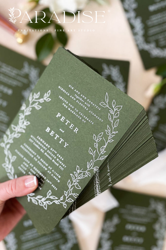 Ella Forest Green Wedding Invitation Sets