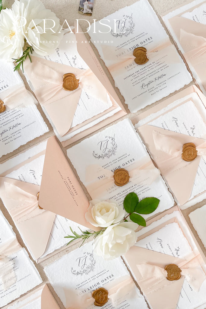 Angelica Handmade Paper Wedding Invitation Sets