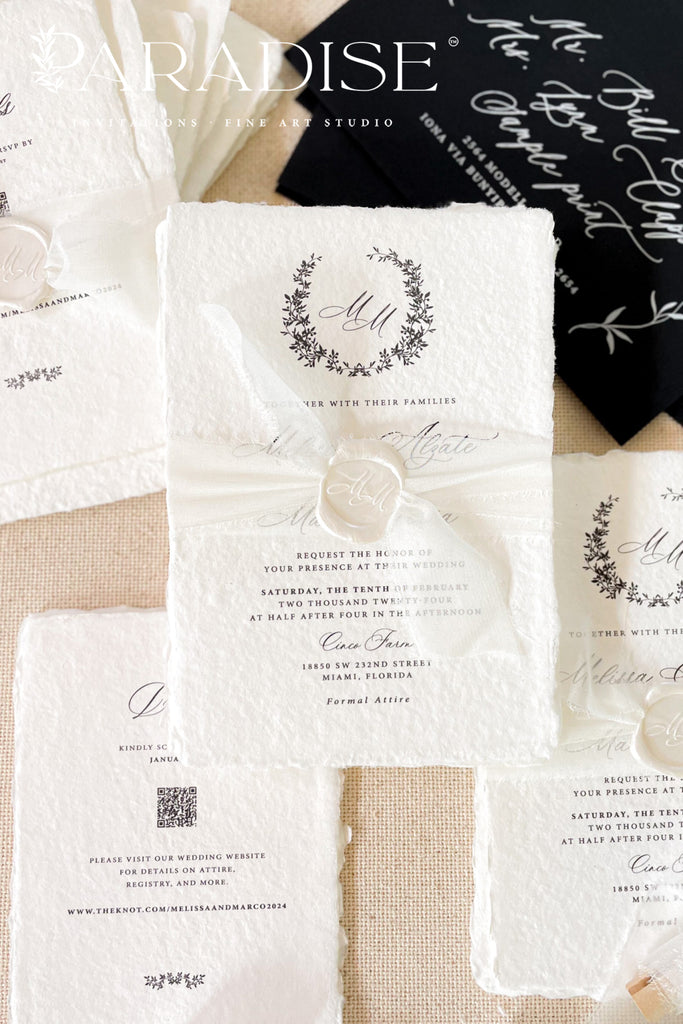 Zoe Handmade Paper Wedding Invitation Sets