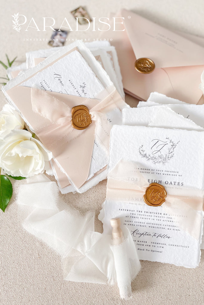 Angelica Handmade Paper Wedding Invitation Sets