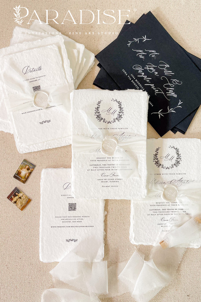 Zoe Handmade Paper Wedding Invitation Sets