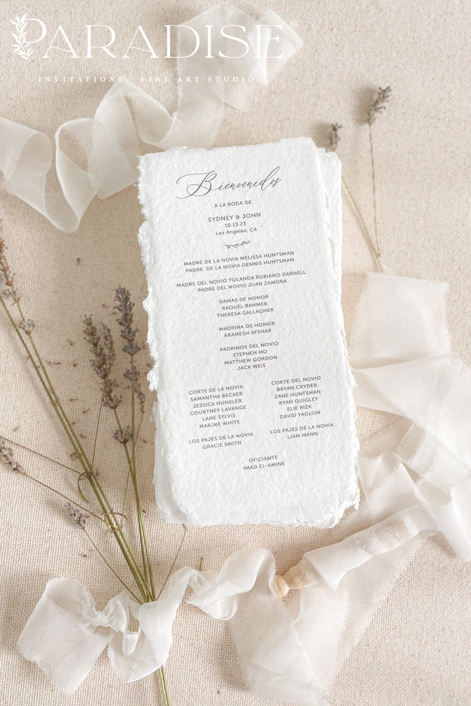 Eva Handmade Paper Wedding Program