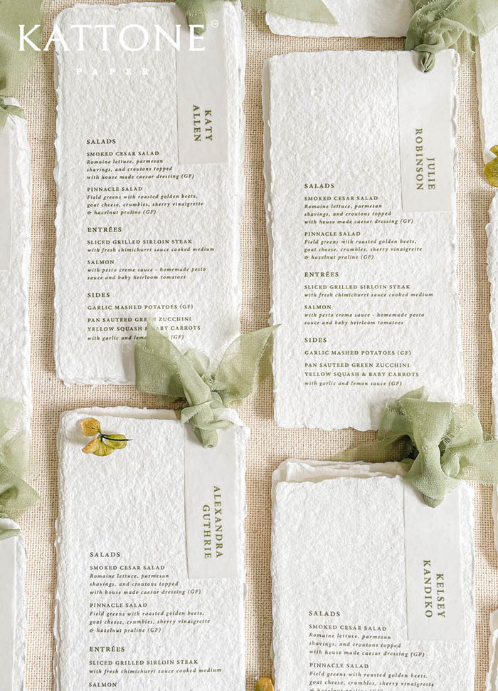 Courtney Handmade Paper Wedding Menus