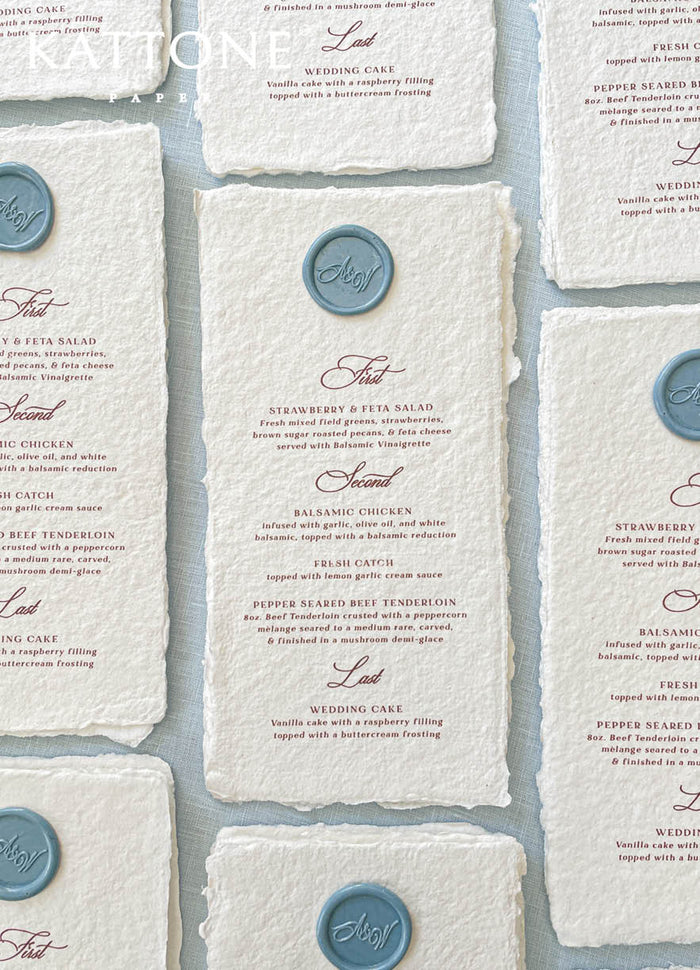Dallyn Handmade Paper Wedding Menus
