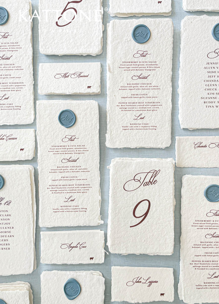 Dallyn Handmade Paper Wedding Menus