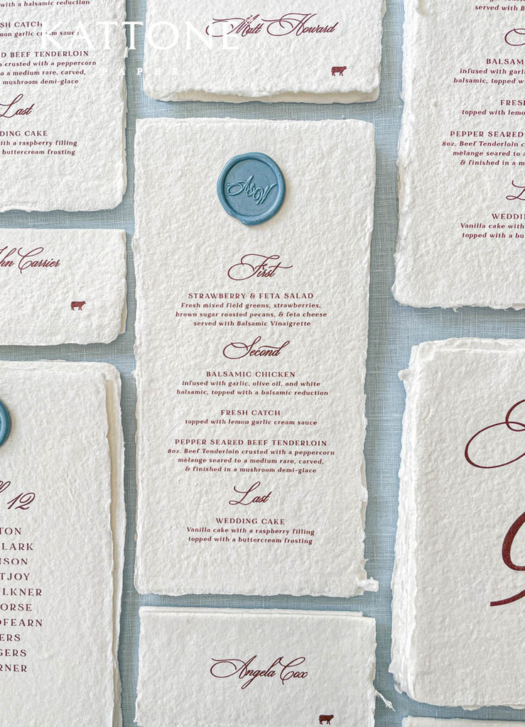 Dallyn Handmade Paper Wedding Menus