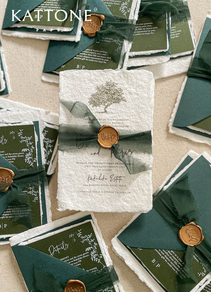 Brandi Handmade Paper Wedding Invitation Suite