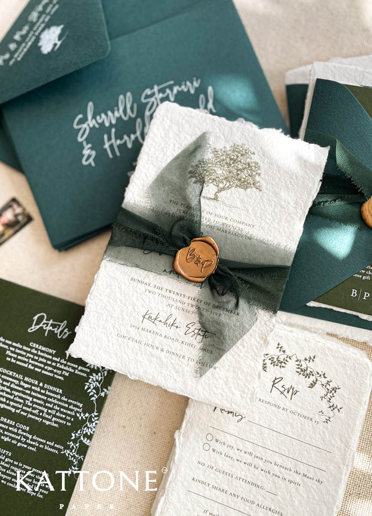 Brandi Handmade Paper Wedding Invitation Suite