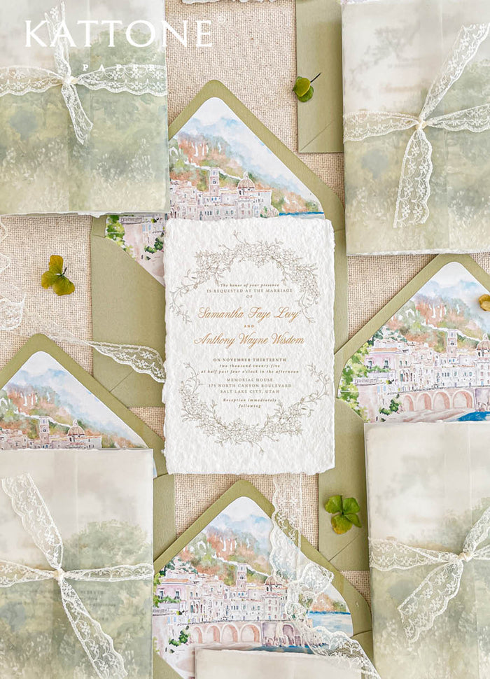Bryony Handmade Paper Wedding Invitation Suite