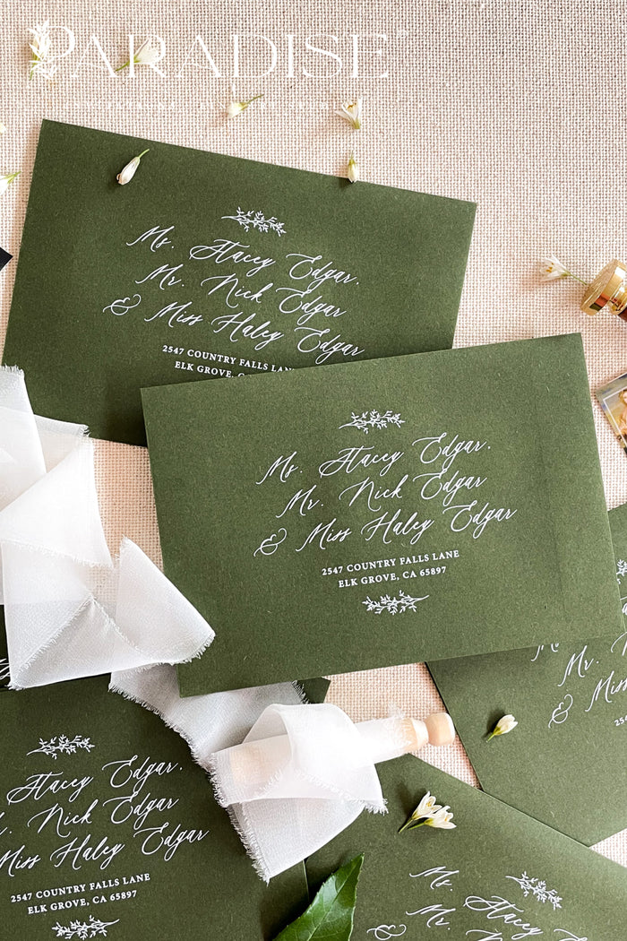 Forest Green Envelopes and White Ink Printing