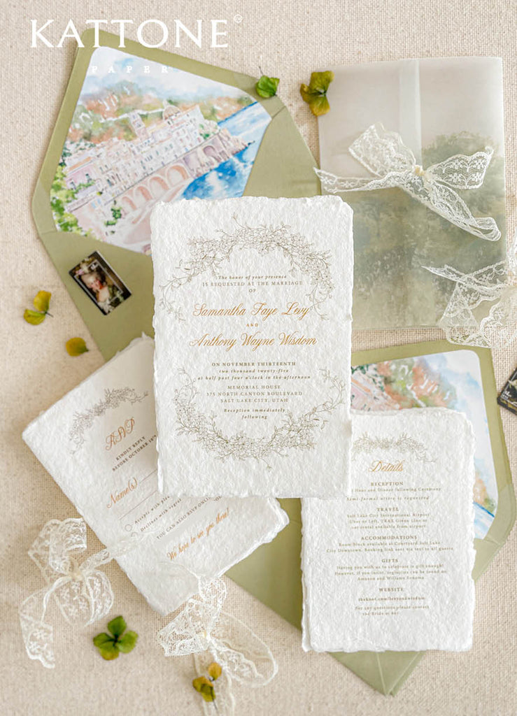Bryony Handmade Paper Wedding Invitation Suite