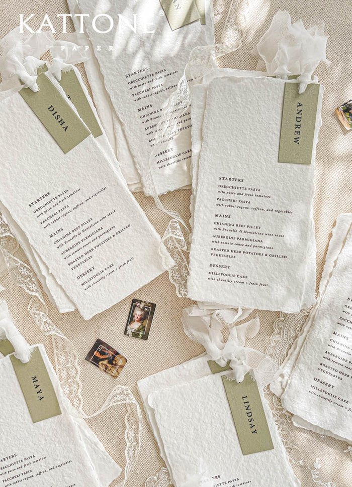 Beatriz Handmade Paper Wedding Menus