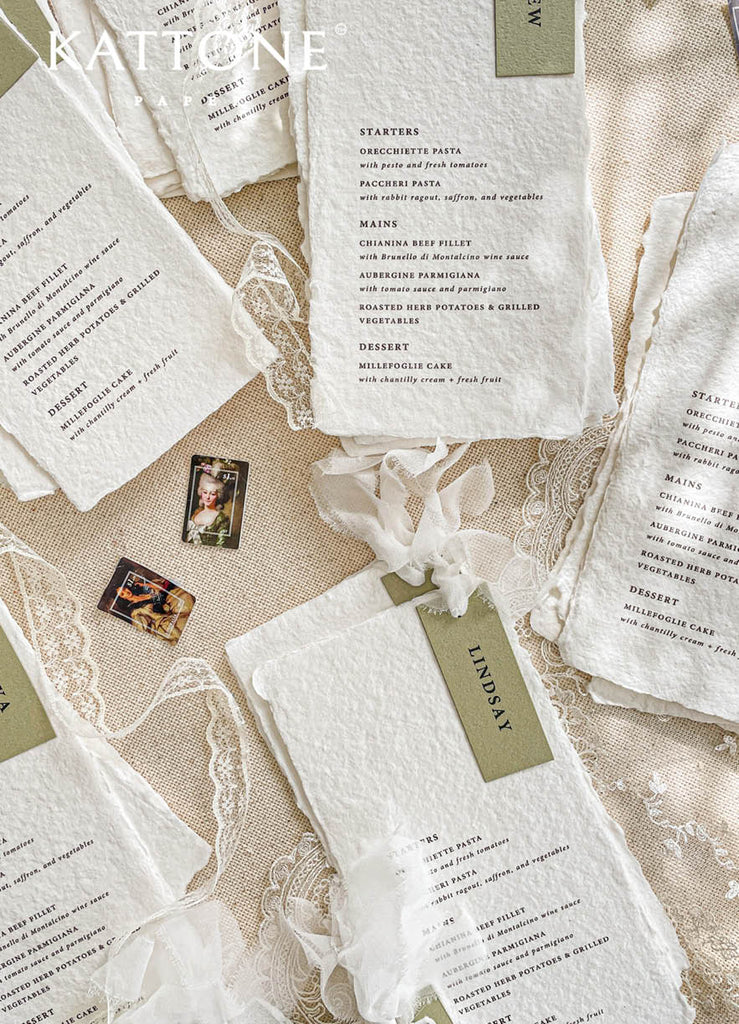 Beatriz Handmade Paper Wedding Menus