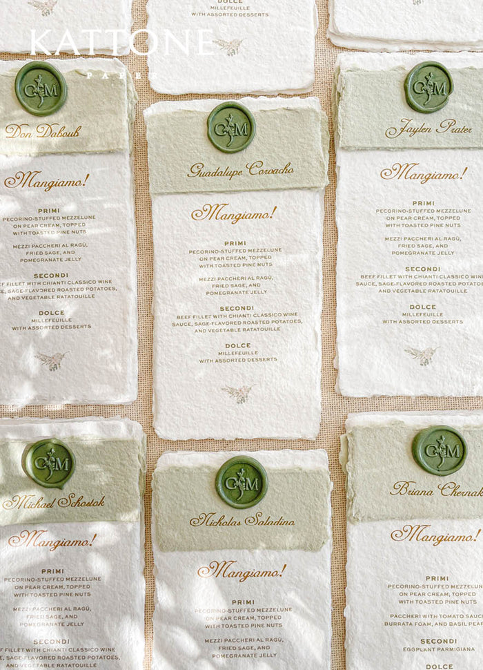 Caprice Handmade Paper Wedding Menus