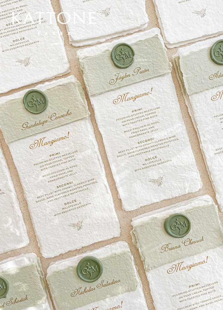 Caprice Handmade Paper Wedding Menus