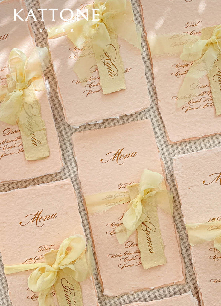 Carina Colored Handmade Paper Wedding Menus