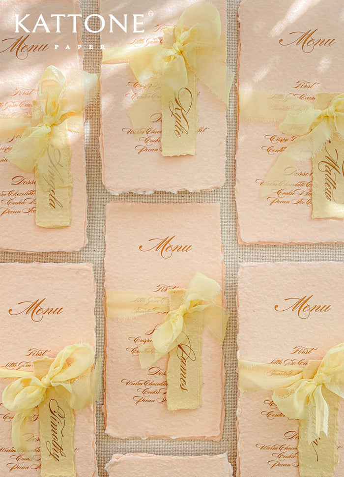 Carina Colored Handmade Paper Wedding Menus