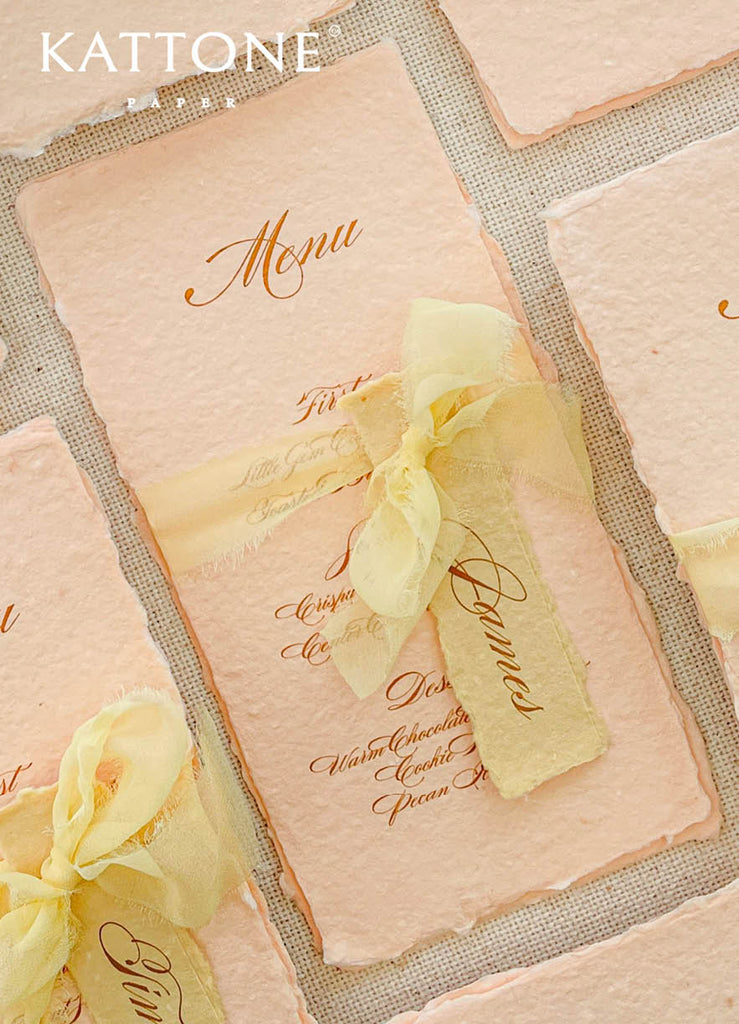 Carina Colored Handmade Paper Wedding Menus