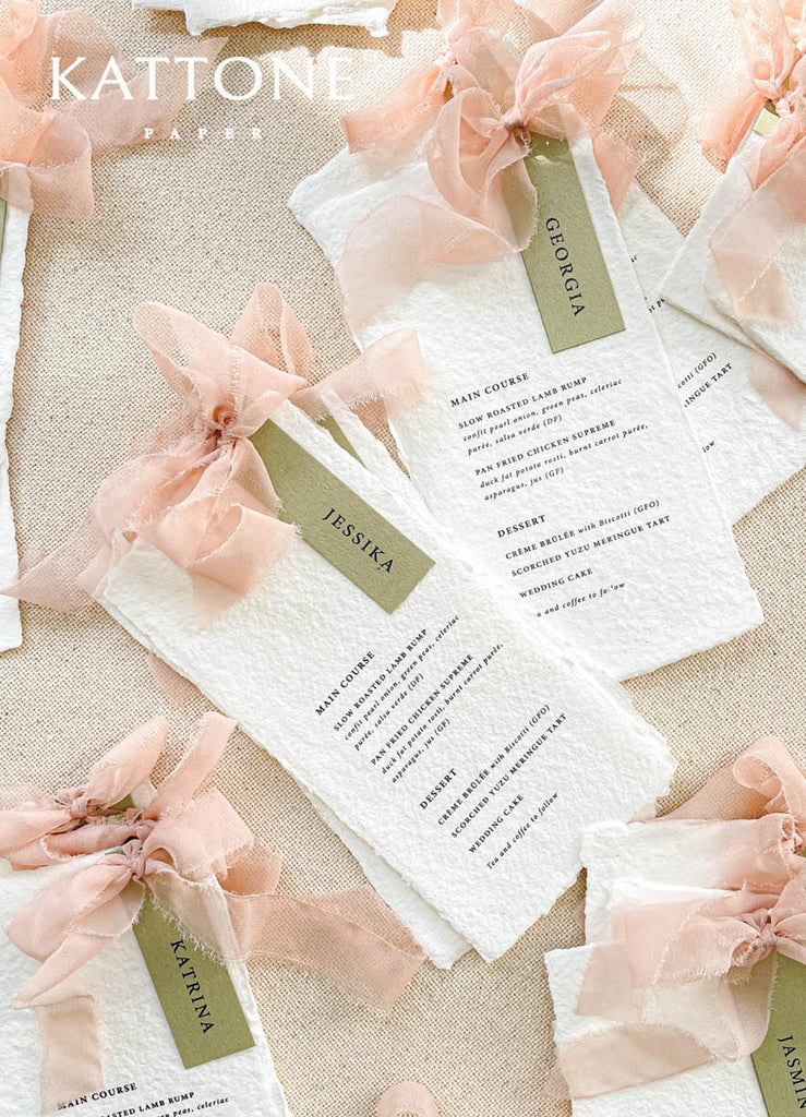 Charity Handmade Paper Wedding Menus