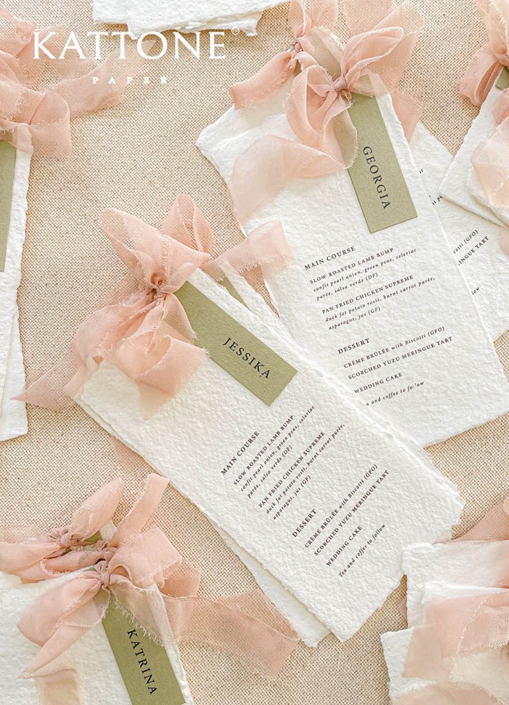 Charity Handmade Paper Wedding Menus