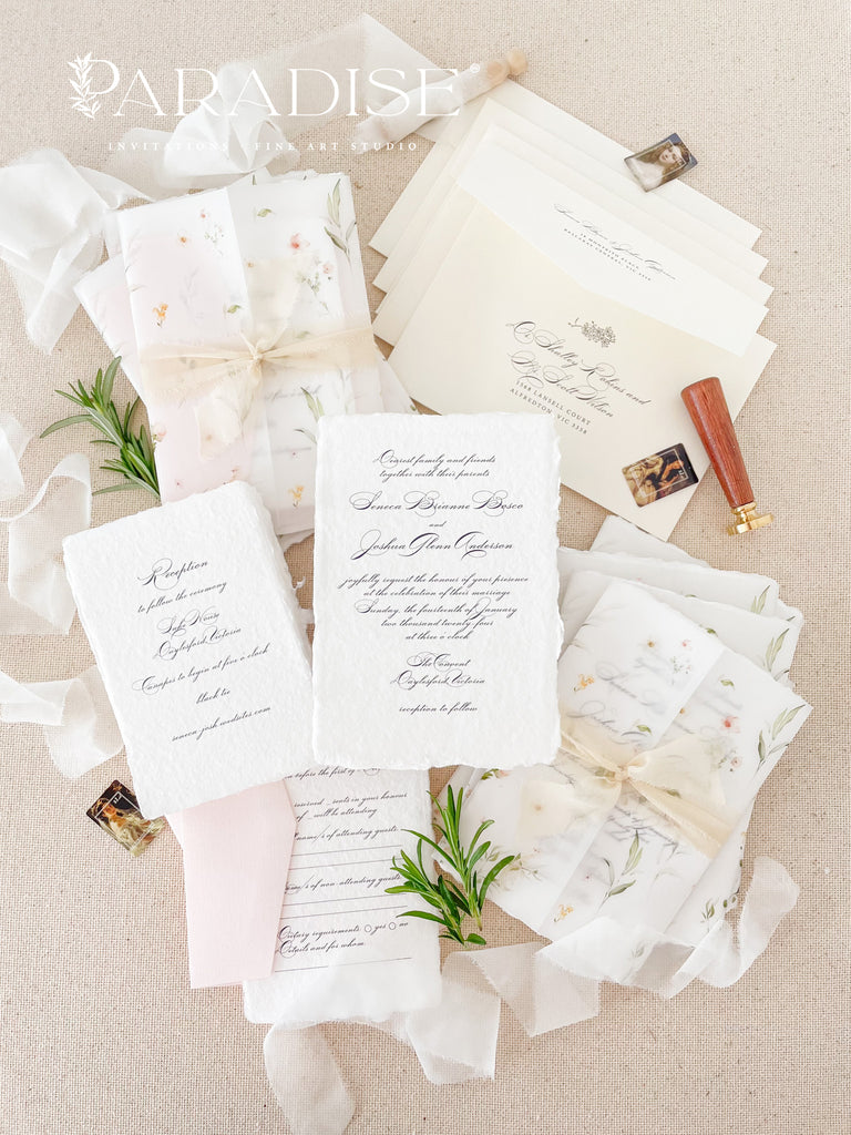 Ellie Handmade Paper Wedding Invitation Sets