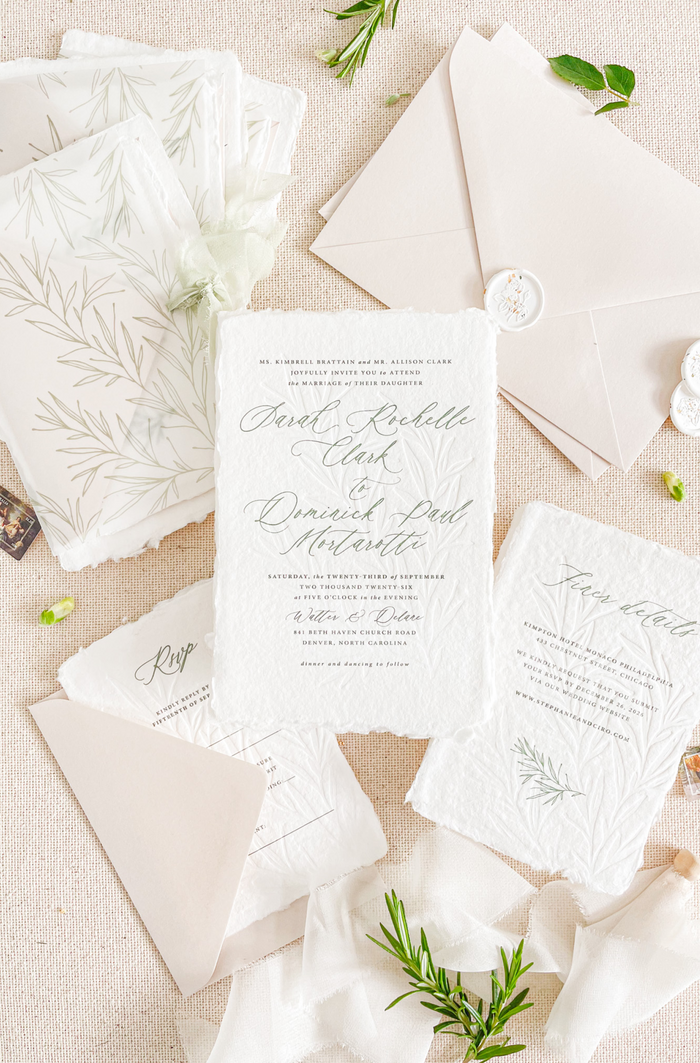 Lillian Handmade Paper Wedding Invitation Sets