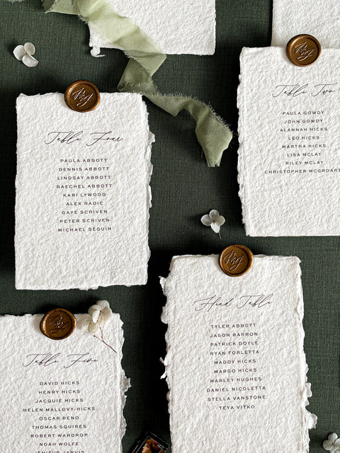 Table Numbers with Wax Seals