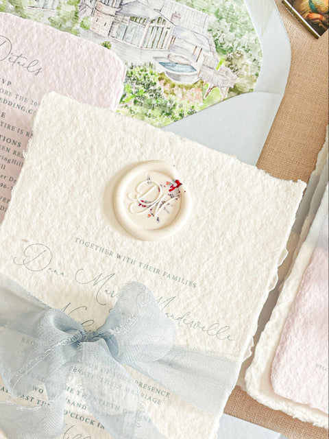 Wax Seals White with Rose Petals
