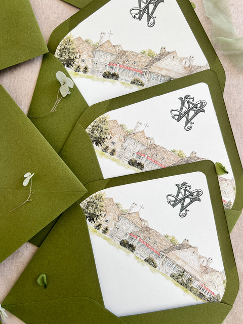 Hand-Illustrated Watercolor or Line Fine Art Monograms