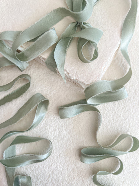 Silk Satin Ribbons Sage