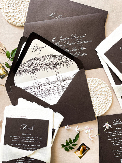 Envelope Liners Line Hand-Drawn Illustrations