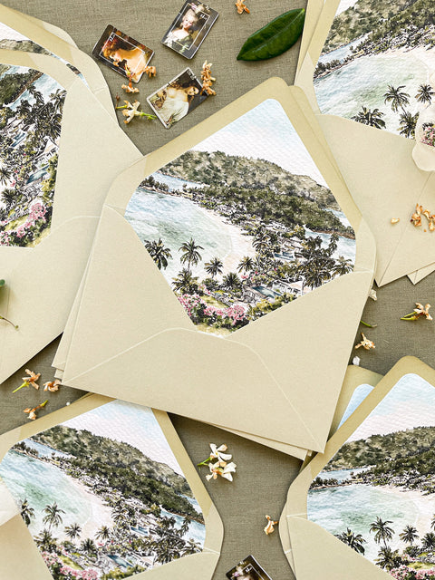 Envelope Liners Watercolor Hand-Drawn Illustrations