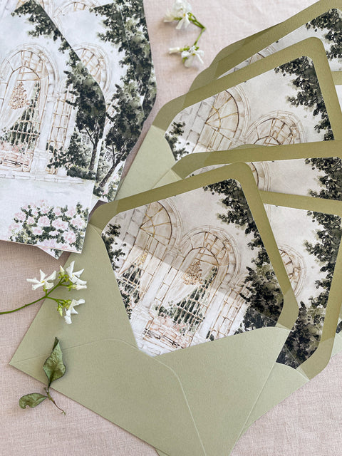 Envelope Liners Watercolor Hand-Drawn Illustrations