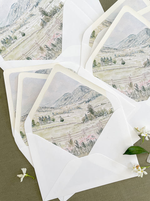 Envelope Liners Watercolor Hand-Drawn Illustrations