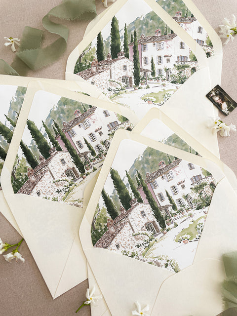 Envelope Liners Watercolor Hand-Drawn Illustrations