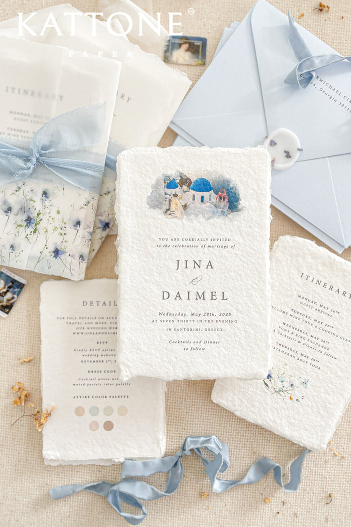 Caterina Handmade Paper Wedding Invitation Sets