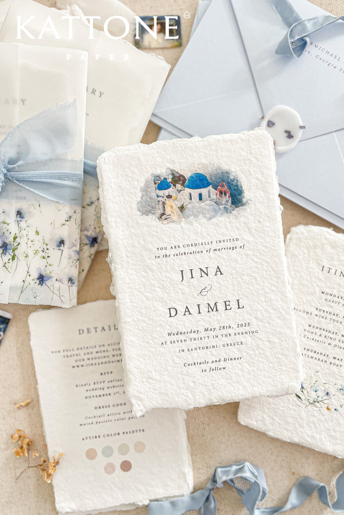 Caterina Handmade Paper Wedding Invitation Sets