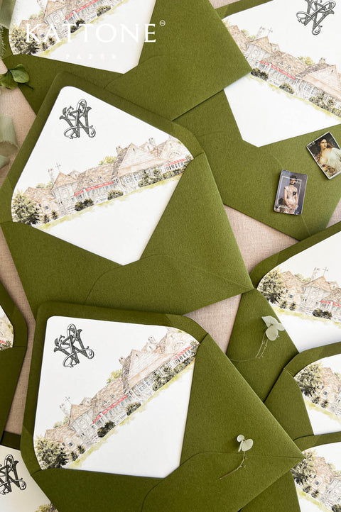 Custom Country Club Wedding Envelope Liners