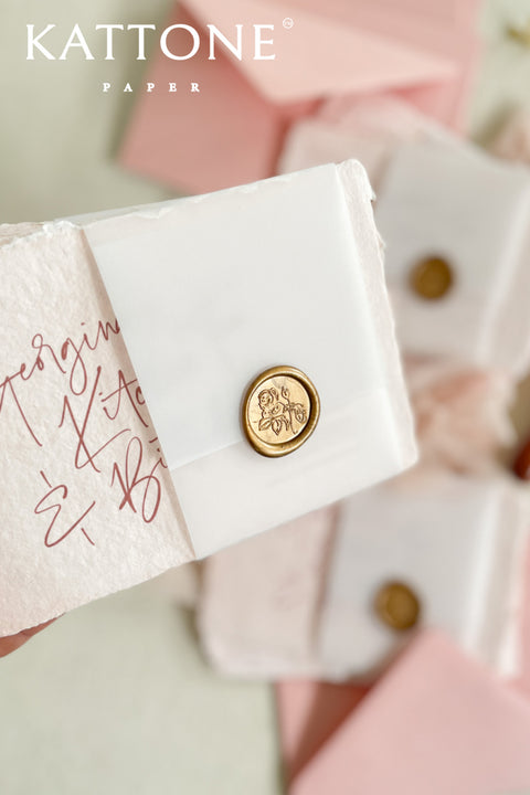 Colored handmade paper bridal shower invitations bring a soft, romantic warmth to your celebration. Crafted from artisan paper with beautifully deckled edges, each invitation features a gentle blush tone and modern handwritten-style typography for an effortlessly elegant look. The tactile texture and subtle color elevate the design, making these invitations perfect for bridal showers, garden parties, tea celebrations, and feminine gatherings that feel both personal and refined.