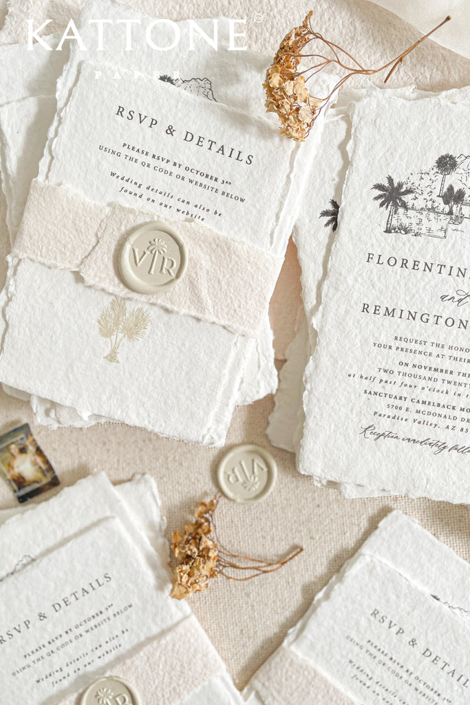 Rosella Handmade Paper Wedding Invitation Sets