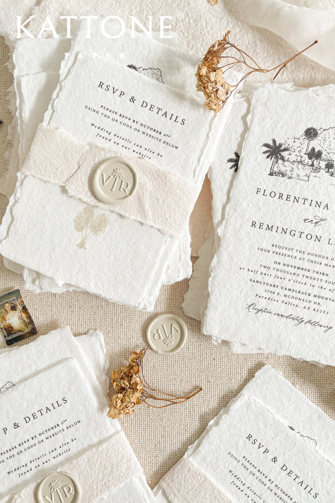 Rosella Handmade Paper Wedding Invitation Sets